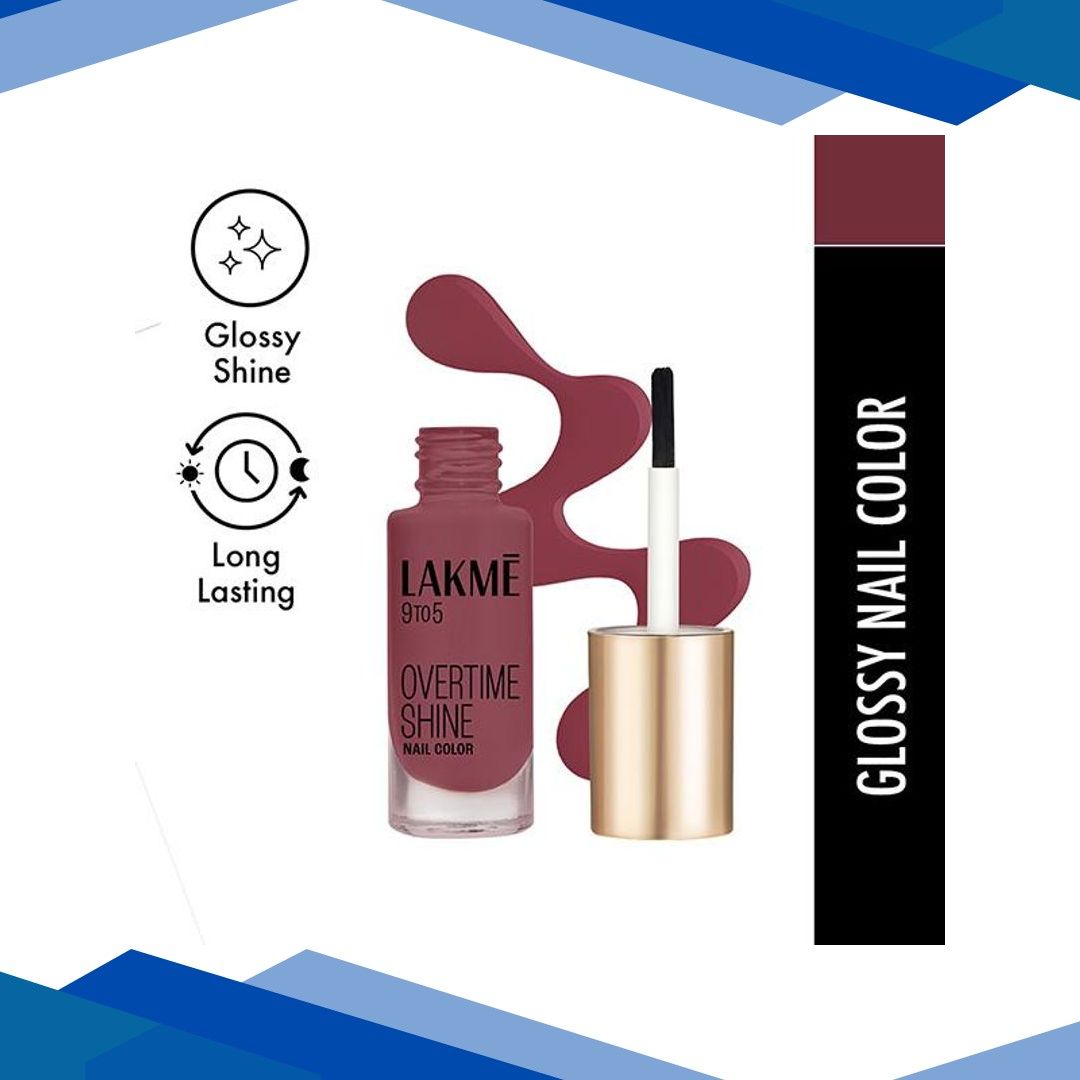 Lakme 9 To 5 Primer + Gloss Nail Color Mulberry Bush 6 Ml