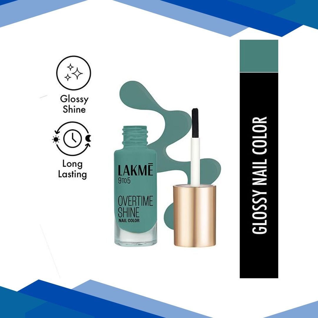 Lakme 9 To 5 Primer + Gloss Nail Color Teal Deal 6 Ml