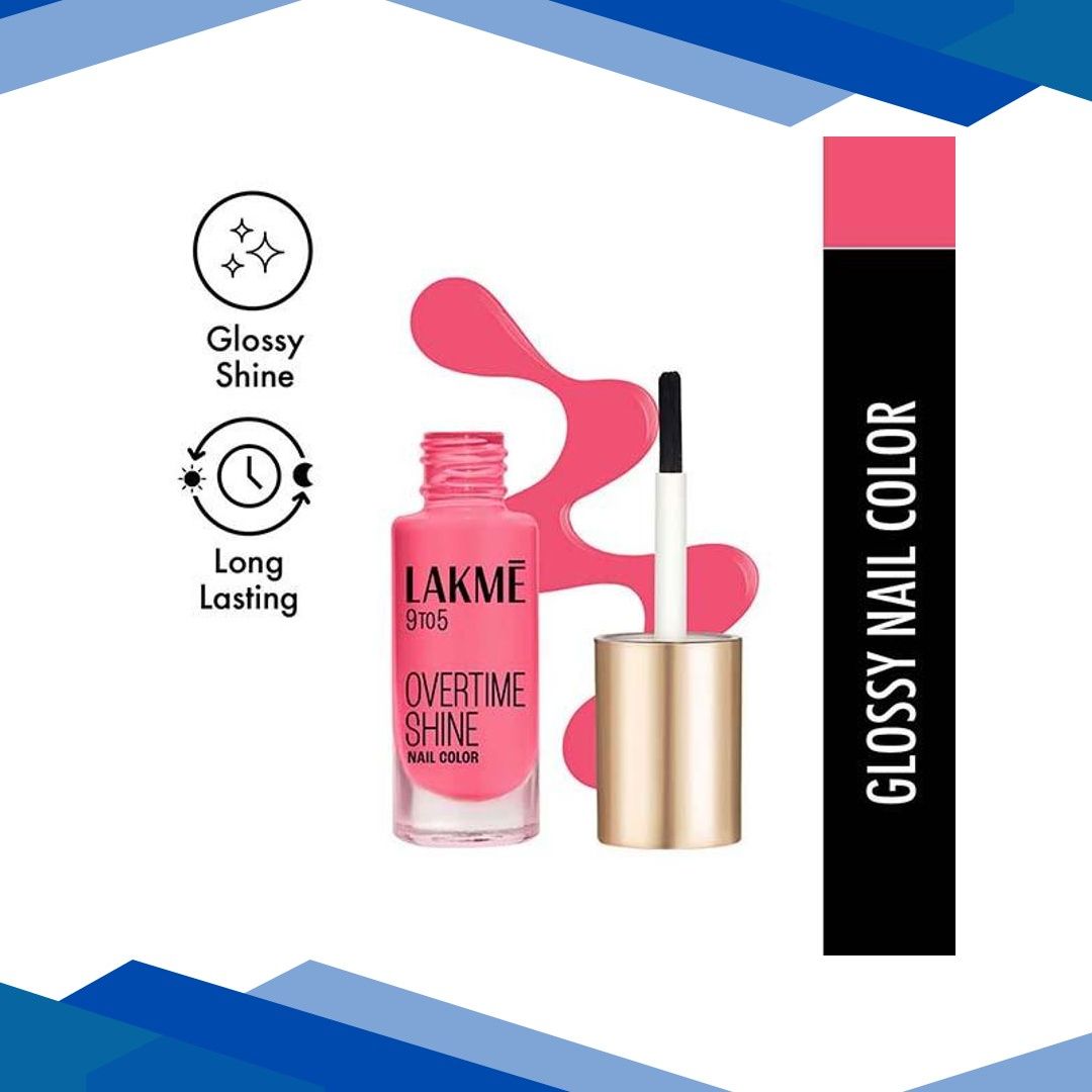 Lakme 9 to 5 Primer + Gloss Nail Colour Pink Flash 6 ml