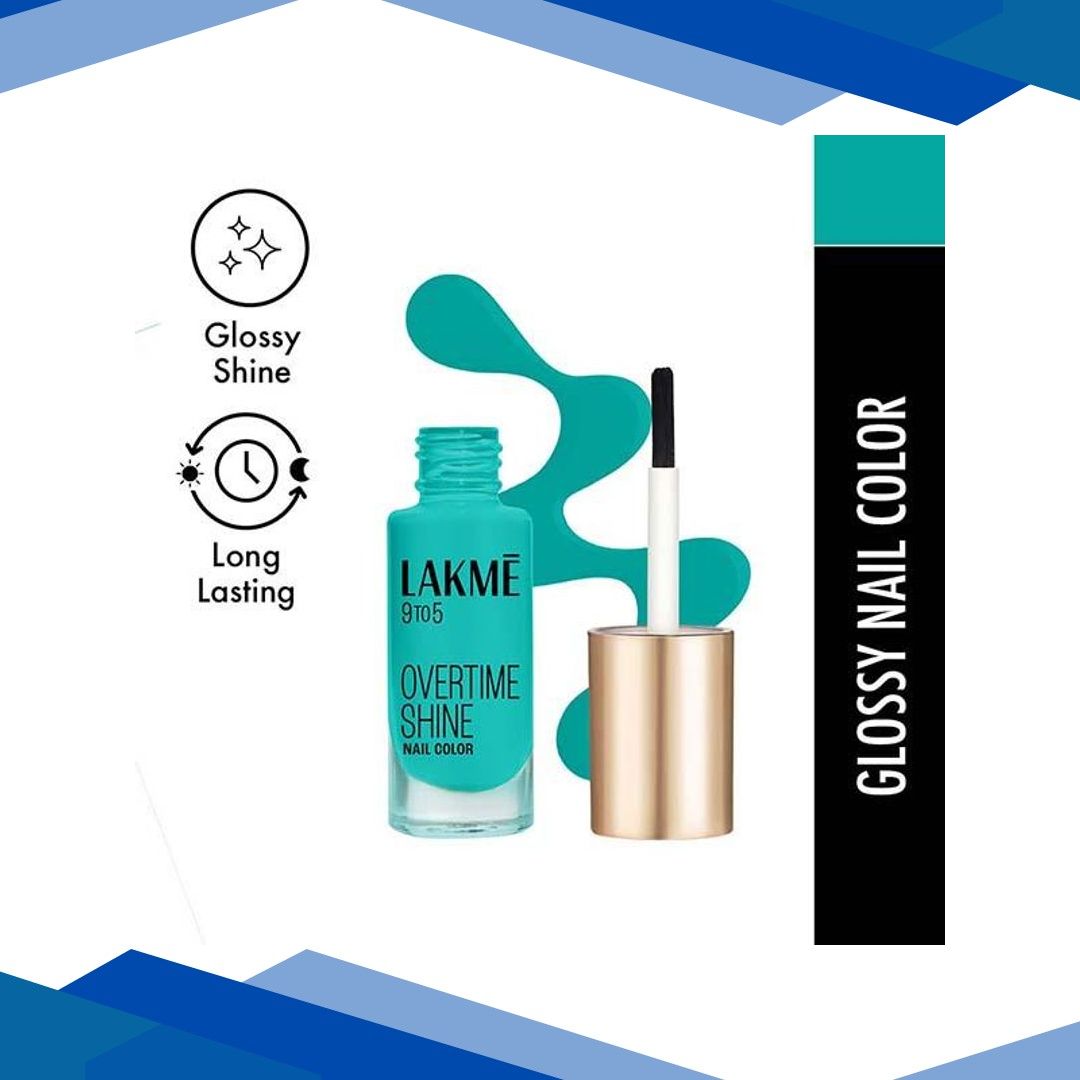 Lakme 9 to 5 Primer + Gloss Nail Colour Turquoise Wave 6 ml