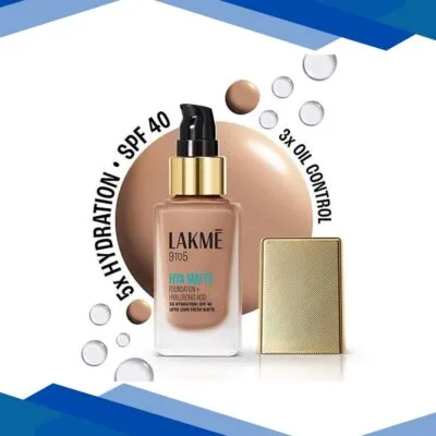 Lakme 9to5 Hya Matte Foundation + Hyaluronic Acid Cool Mocha 25 ml
