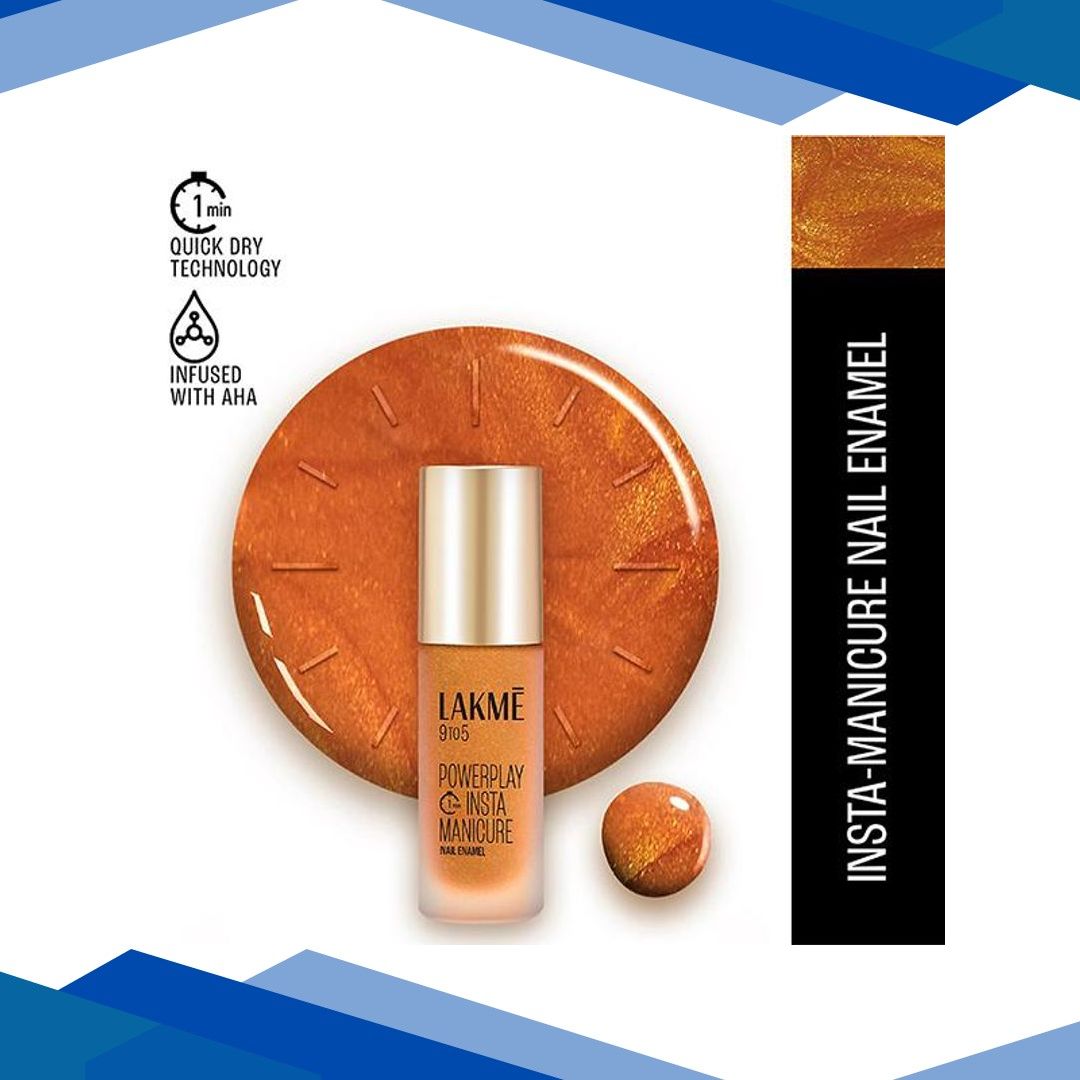 Lakme 9To5 Powerplay Insta-Manicure Nail Enamel Golden Hour 6 ml