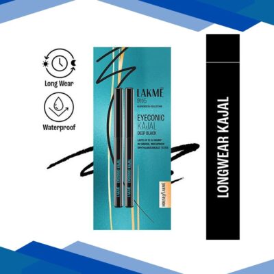 Lakme Eyeconic Kajal Twin Pack 24H- Deep Black (2 x 0.35 Gm) 2’s