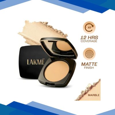 Lakme Forever Matte Compact, Smooth Finish, Lasts for 12 Hrs, Even Toned Look, Marble, 9 gm