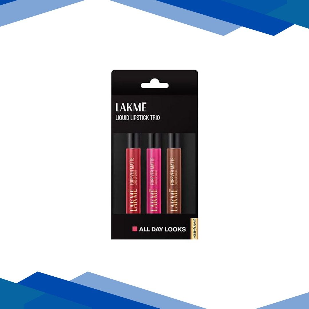 Lakme Liquid Lipstick Trio- All Day Looks, Forever Matte, Light-Weight 3’s