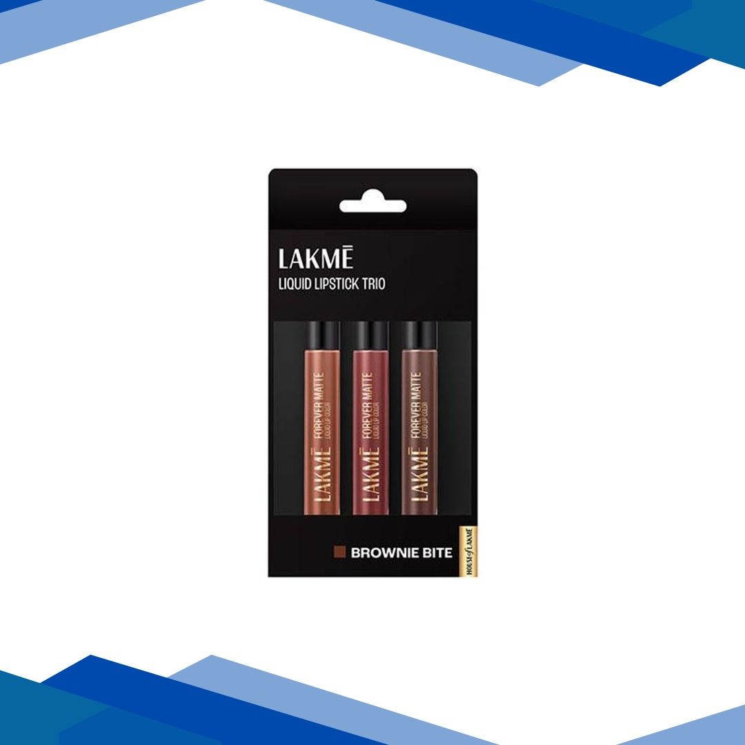 Lakme Liquid Lipstick Trio- Brownie Bite, Forever Matte, Light-Weight 3’s