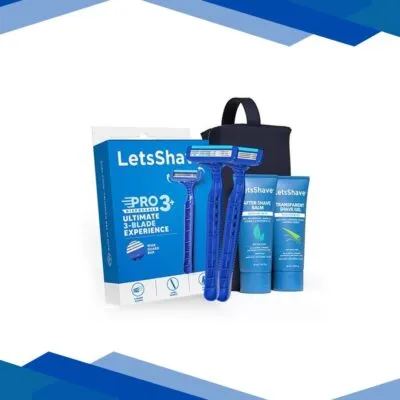 Letsshave Pro 3 Disposable Kit Razors 2S + Shave Gel 30Ml + After Shave Balm 30Ml + Travel Pouch 1’s