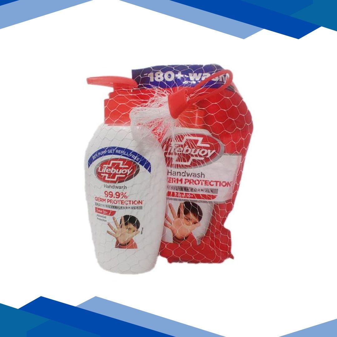 Lifebuoy Total 10+ Germ Protection Hand Wash with Free Refill Pack 190 ml