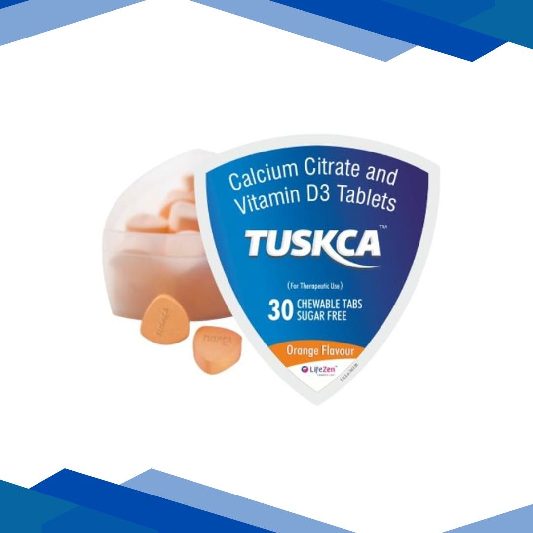LifeZen Tuskca Calcium with Vitamin D3 Chewable Tablet – Orange Flavour 30’s