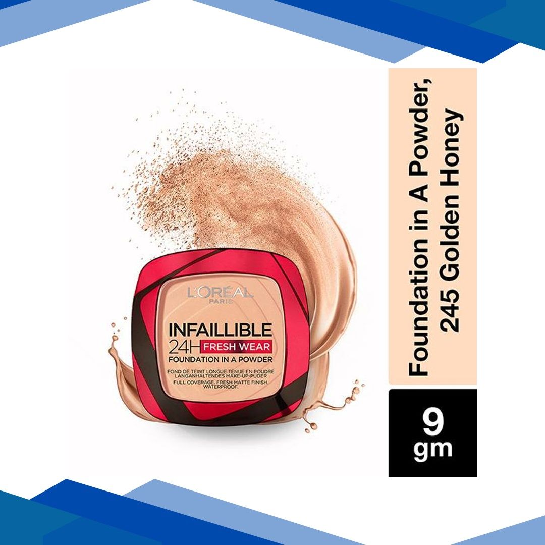 L’Oreal Paris Infallible 24H Fresh Wear Foundation In A Powder, 245 Golden Honey 9 gm