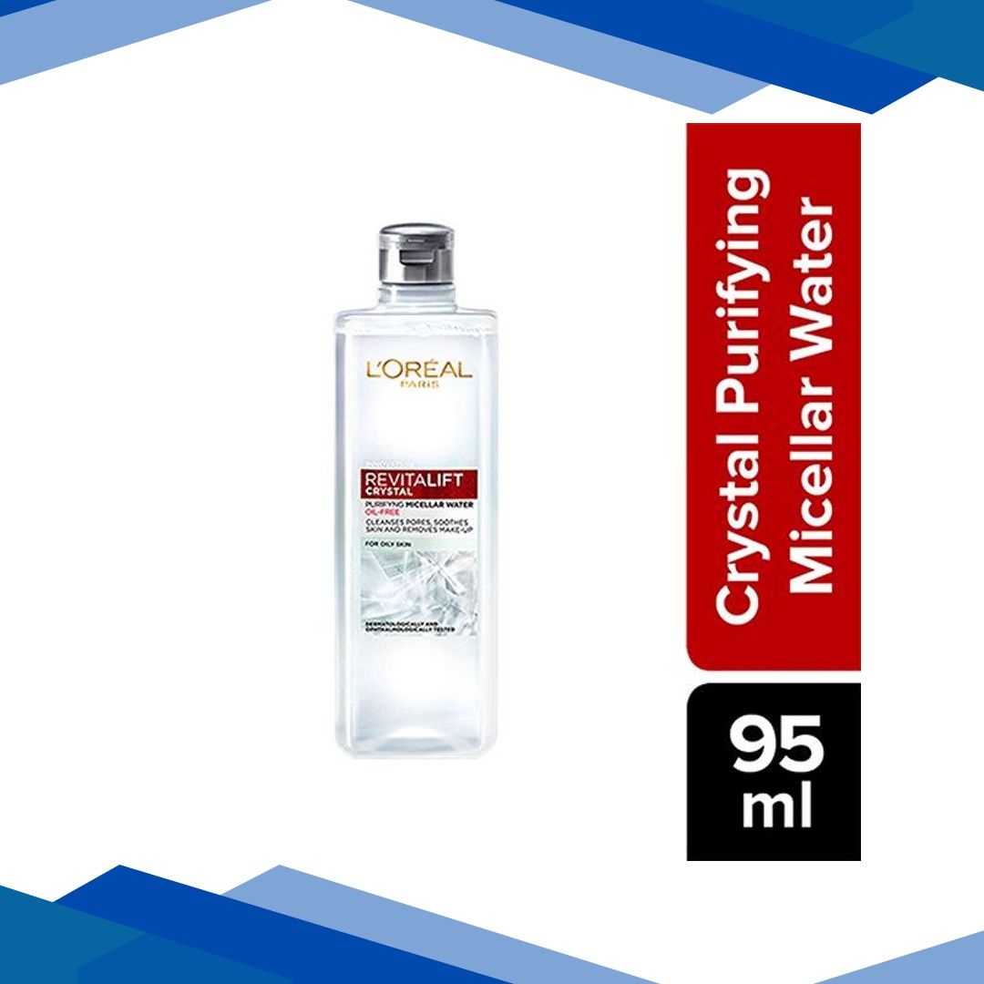 L’Oreal Paris Revitalift Crystal Purifying Micellar Water With Oil-Free Technology, Cleanses pores & removes makeup 95 ml