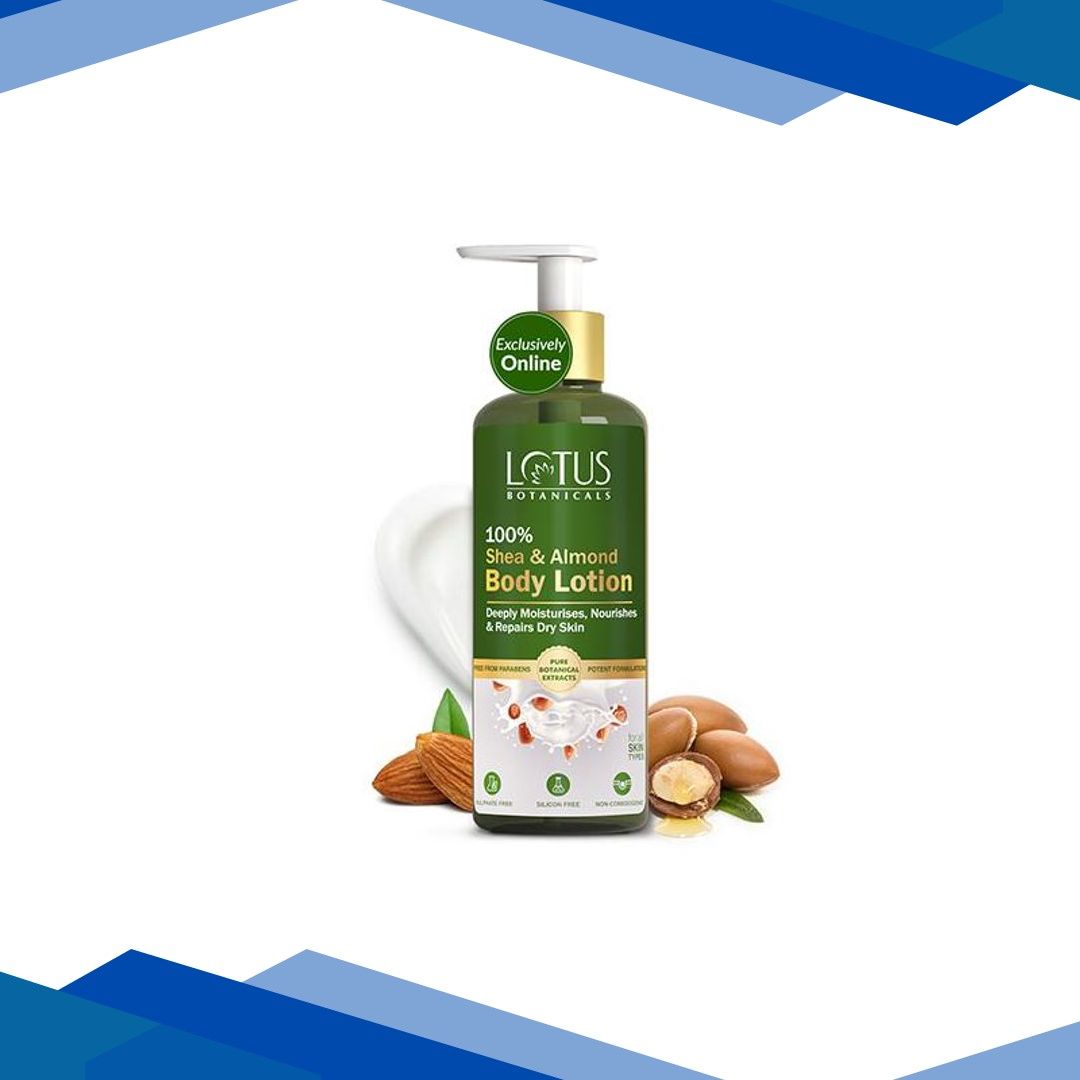 Lotus Botanicals 100% Shea & Almond Body Lotion, Moisturizes Dry Skin, All Skin Types 280 ml