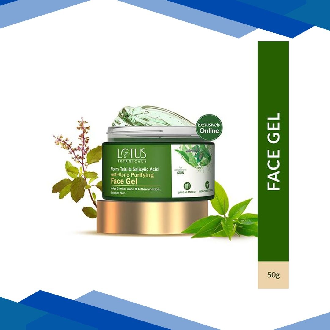 Lotus Botanicals Neem, Tulsi, Salicylic Acid Anti-Acne Purifying Face Gel, For Acne Prone Skin 50 gm