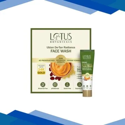 Lotus Botanicals Ubtan De-Tan Radiance Face Wash Infused with 24K Gold Bright & Glowing Skin 7 gm