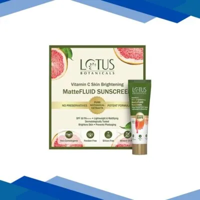 Lotus Botanicals Vitamin C Skin Brightening Mattefluid Sunscreen SPF 50 PA+++ for Men & Women 5 gm