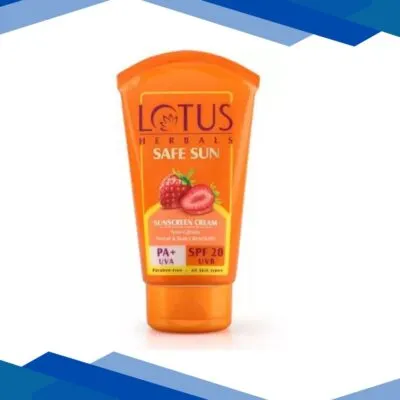 Lotus Herbals Safe Sun PA+ UVA SPF 20 UVB Sunscreen Cream 100 gm