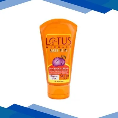 Lotus Herbals Safe Sun SPF 30 UVb Sun Block Cream Indian Summer Formula 50 gm