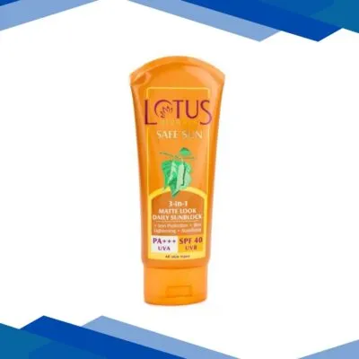Lotus Herbals Safe Sun SPF 40 Pa++ 3-In-1 Matte Look Daily Sun Block 50 gm