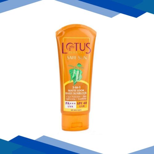 Lotus Herbals Safe Sun SPF 40 Pa++ 3-In-1 Matte Look Daily Sun Block 50 gm