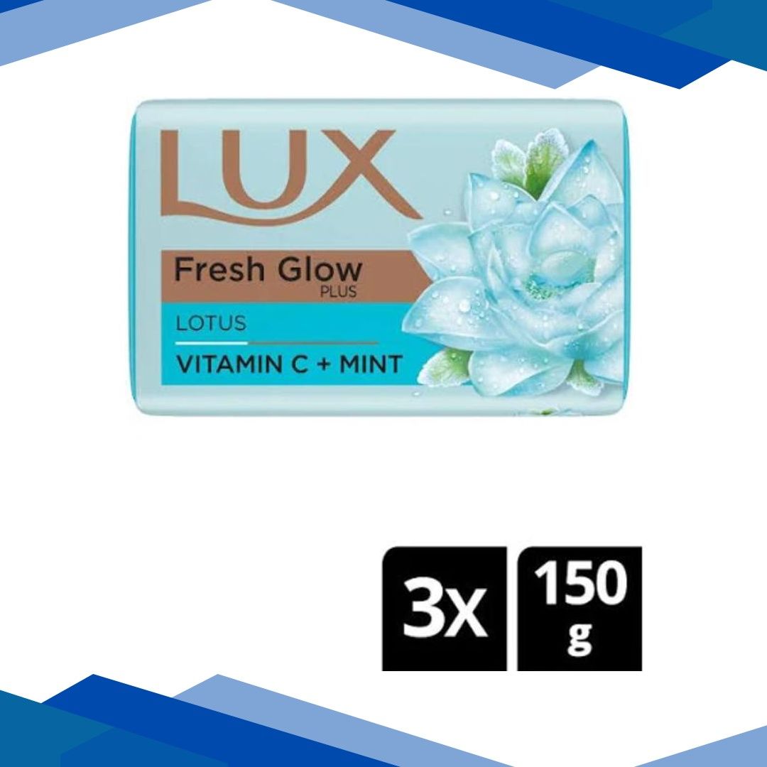 Lux Fresh Glow Plus Soap – Lotus Vitamin C + Mint (Pack of 3 x 150 gm)