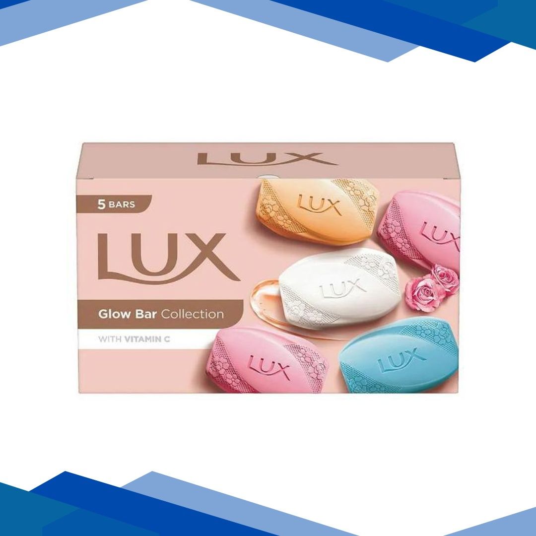 Lux Glow Bar Collection With Vitamin C Bathing Bar (Pack of 5 x 150 g)