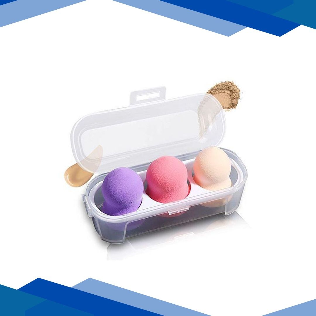Majestique 3 Blender Box Blending Sponge Makeup Cosmetic Sponge For Dry and Wet Use 3’s