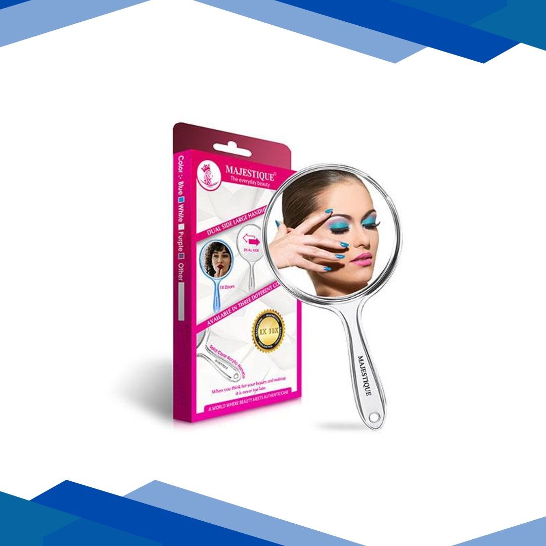 Majestique Dual Side Large Handheld Mirror, 1X/10X Magnifying Mirror – Multicolor 1’s