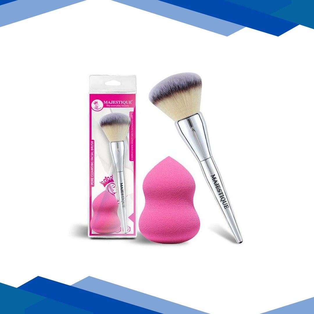 Majestique Foundation Brush with Sponge, Dual-Use Blender Sponge – Multicolor 2’s