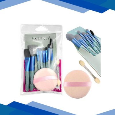 Majestique Makeup Brush Set with Powder Puff and Stick for Beginner for Makeup – Multicolor 1’s
