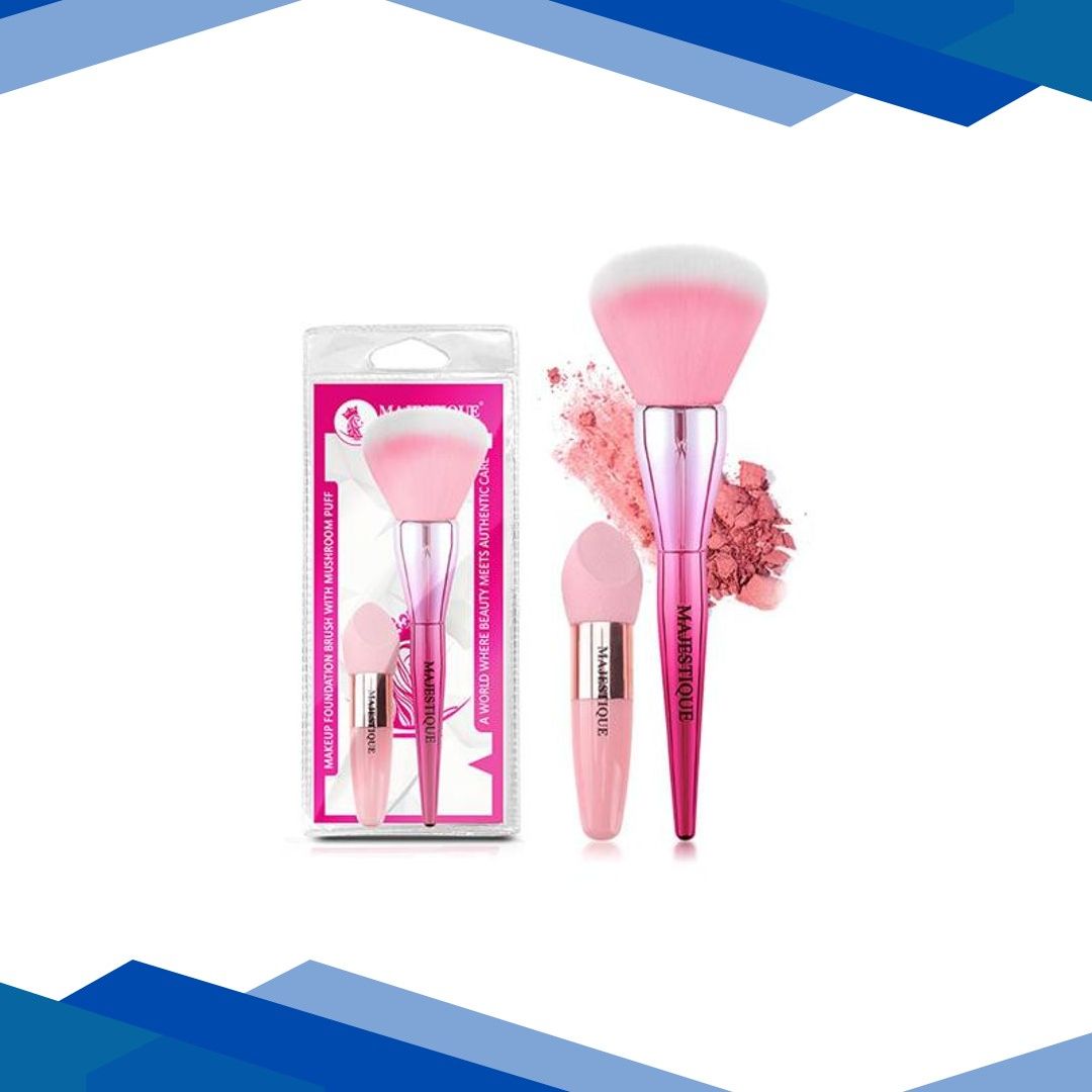 Majestique Makeup Foundation Brush with Mushroom Puff for liquid, powder, Cream – Multicolor 1’s