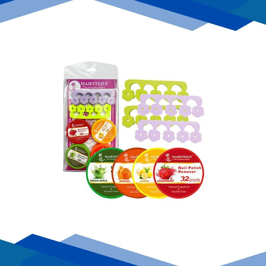 Majestique Nail Polish Remover & Toe Separator Set, Nail Care Package 8’s