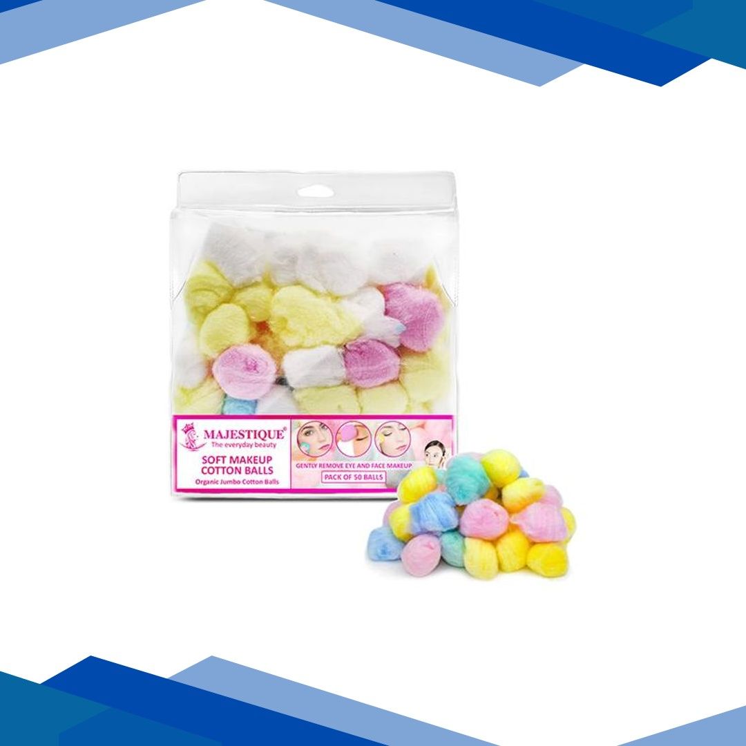 Majestique Natural Cotton Ball for Make-Up FC69 Nail Polish Removal 50 Pcs – Color May Vary 1’s