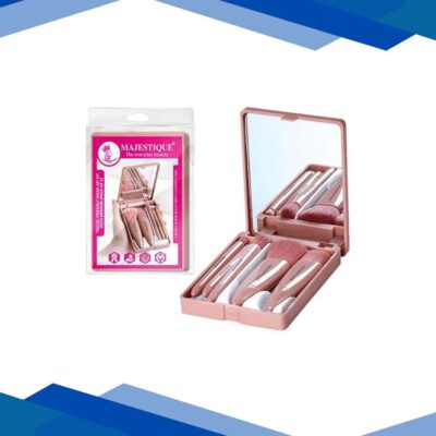 Majestique Travel Friendly Make-Up Kit with Mirror, Ultra-Soft Bristles for Face, Lip Eye – 6 Pcs 1’s