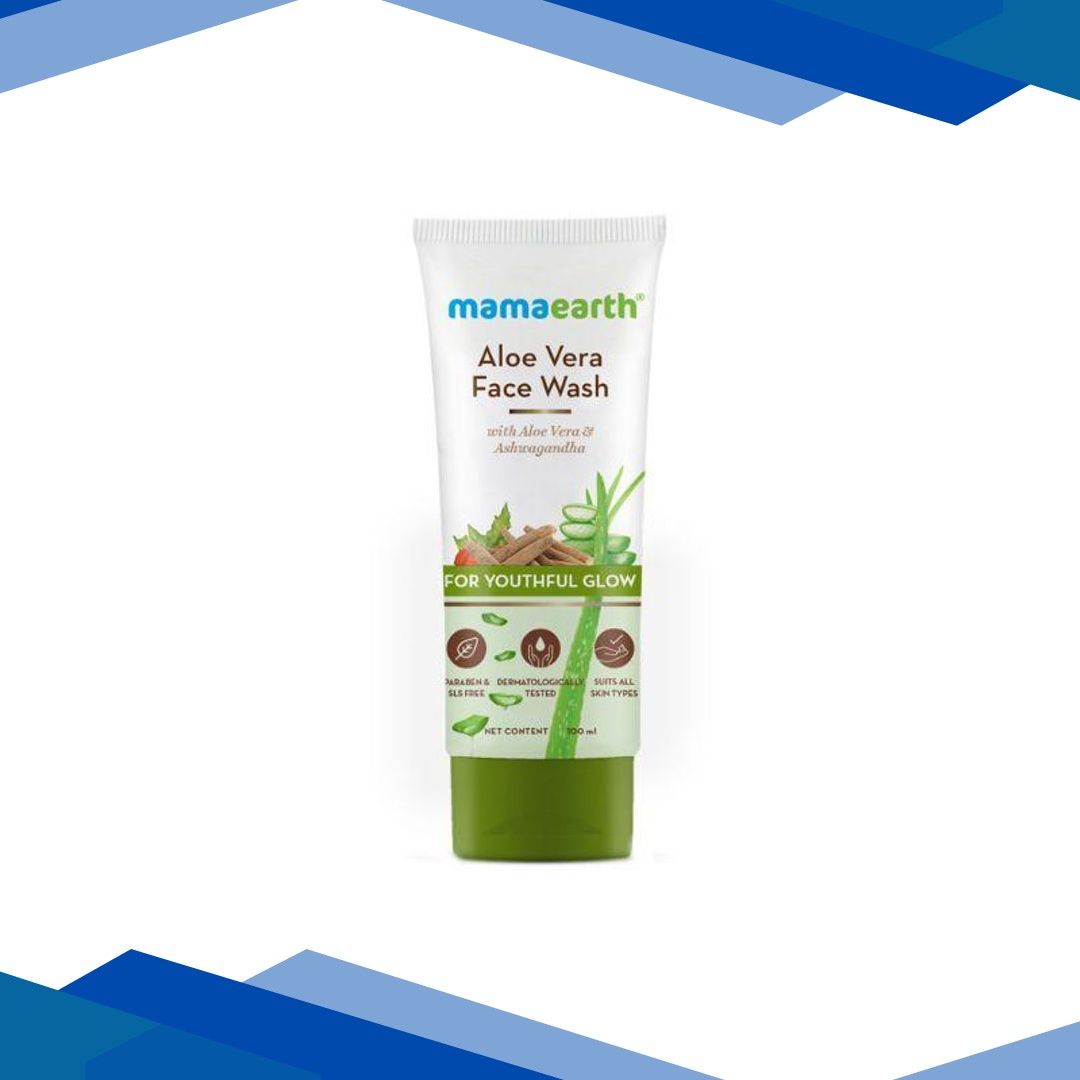 Mamaearth Aloe Vera Face Wash with Aloe Vera & Ashwagandha for a Youthful Glow 100 ml