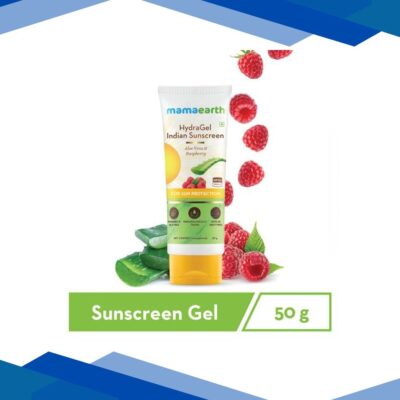 Mamaearth HydraGel Indian Sunscreen Gel – Aloe Vera & Raspberry 50 gm