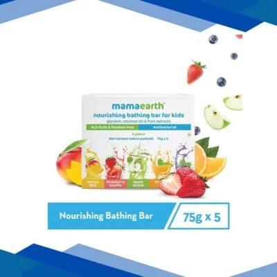 Mamaearth Nourishing Kids Bathing Bar Glycerin Coconut Oil & Fruit Extracts 2 Years + (75gm X 5) 1’s