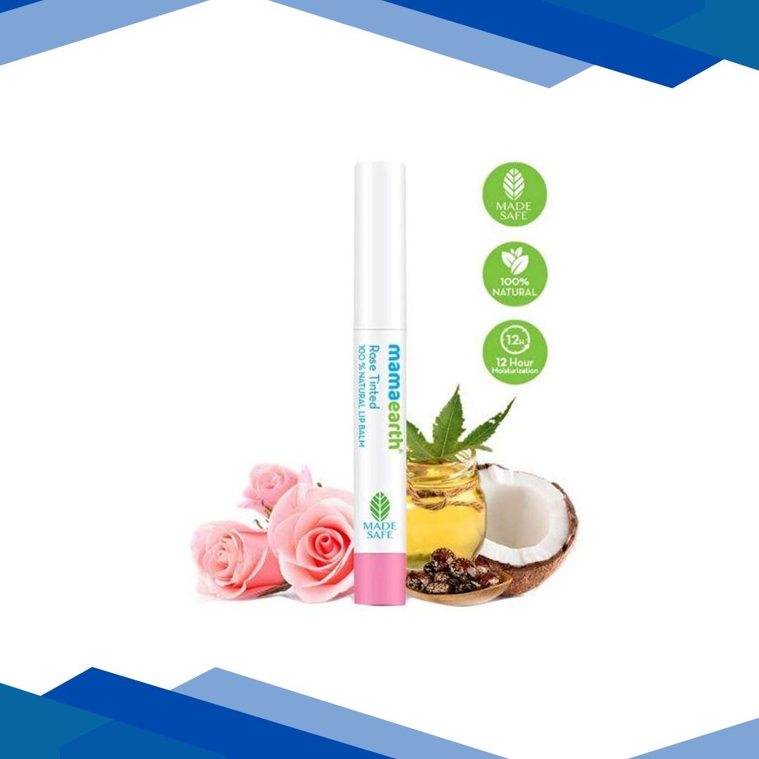 Mamaearth Rose Tinted 100% Natural Lip Balm for bright Lips With Rose & Castor Oil For 12 Hour Moisturization 2 gm