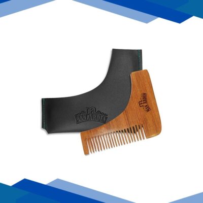 Man Arden Neem Wooden L Shaped Beard Comb with Rich Leather Pouch 1’s