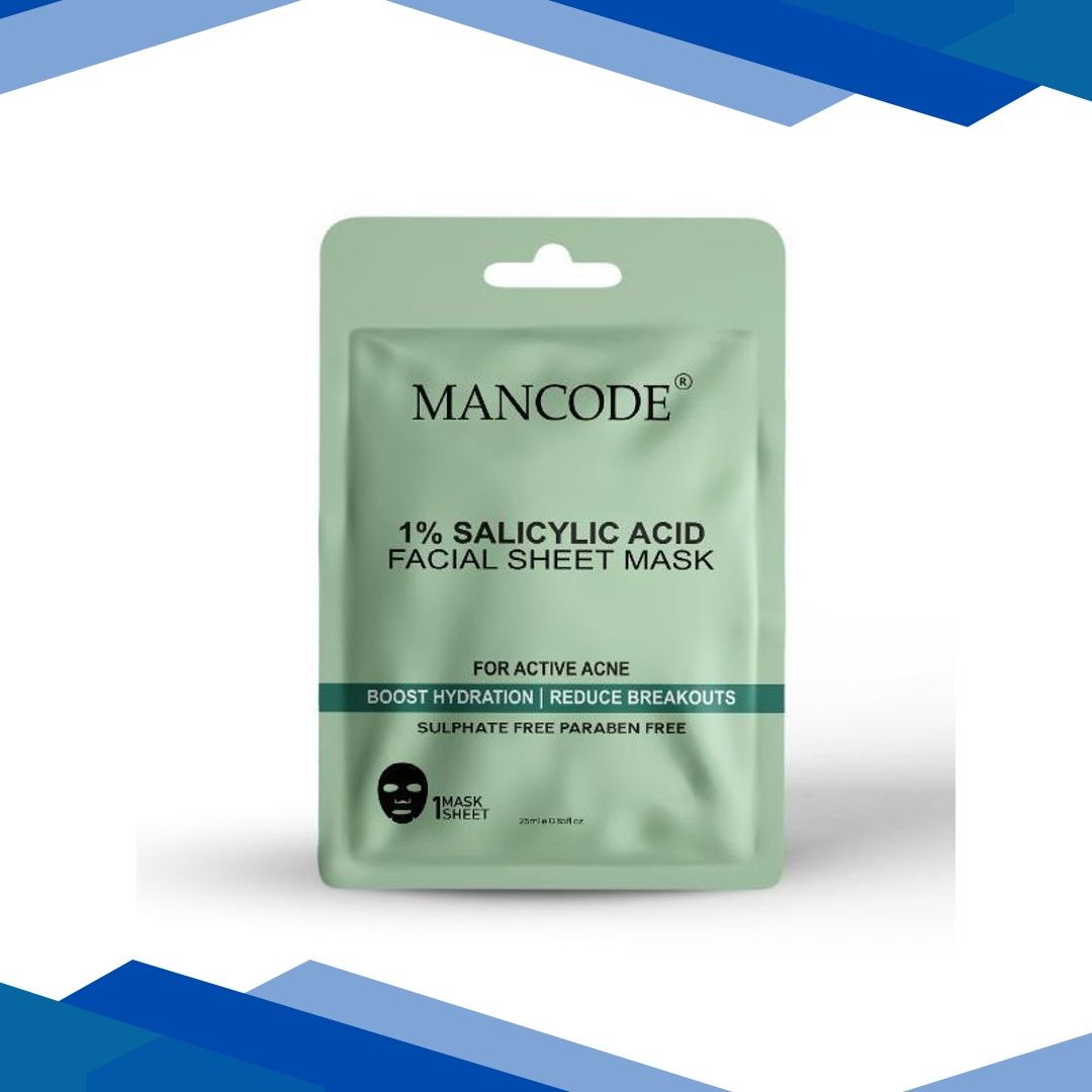 Mancode 1% Salicylic Acid Facial Sheet Mask for All Skin Types 25 ml