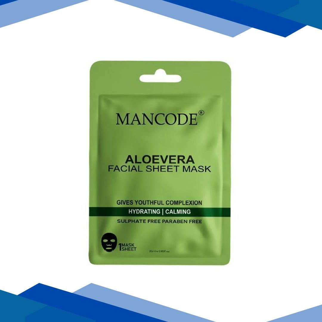 Mancode Aloe Vera Facial Sheet Mask For All Skin Types 25 gm