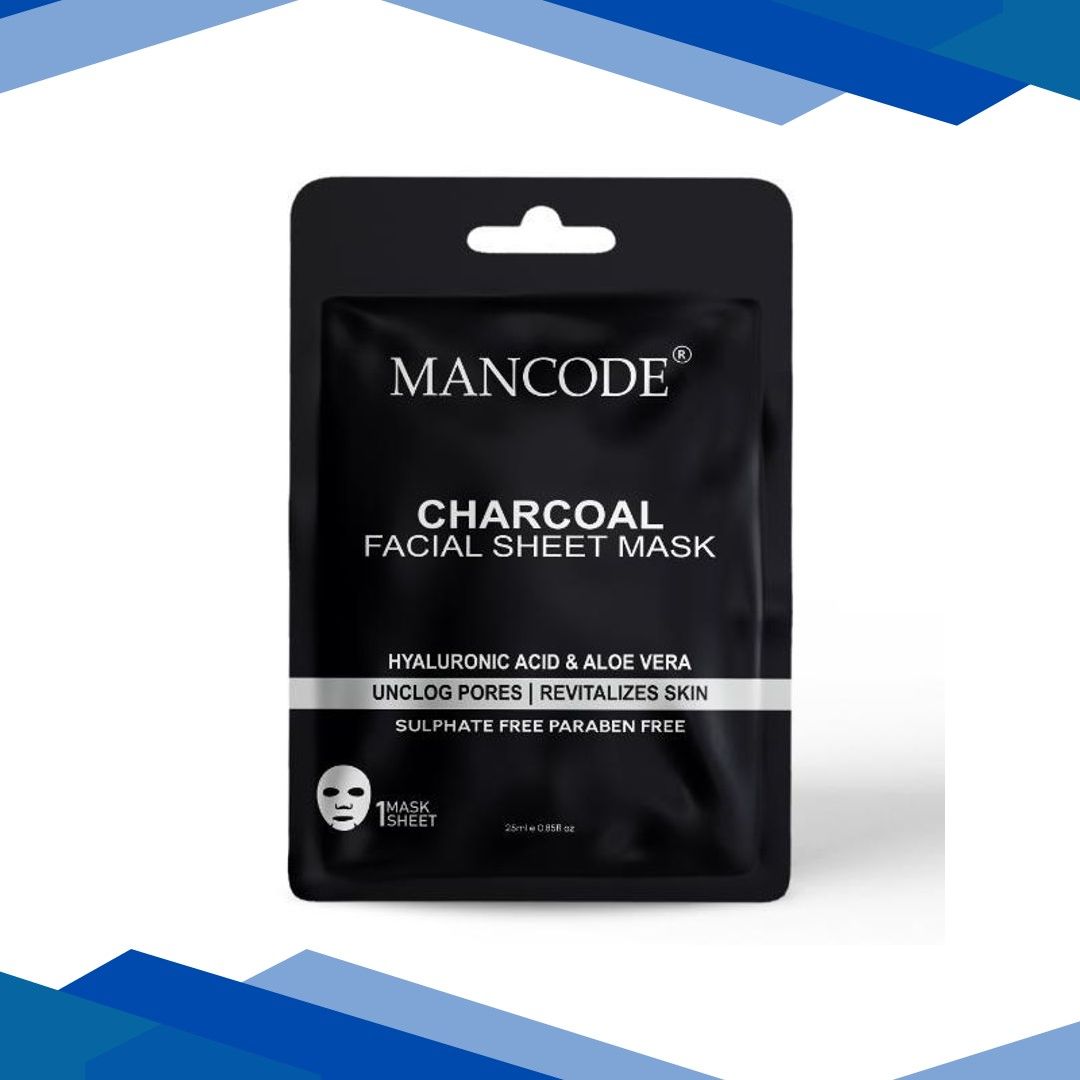 Mancode Charcoal Facial Sheet Mask For All Skin Types 25 gm
