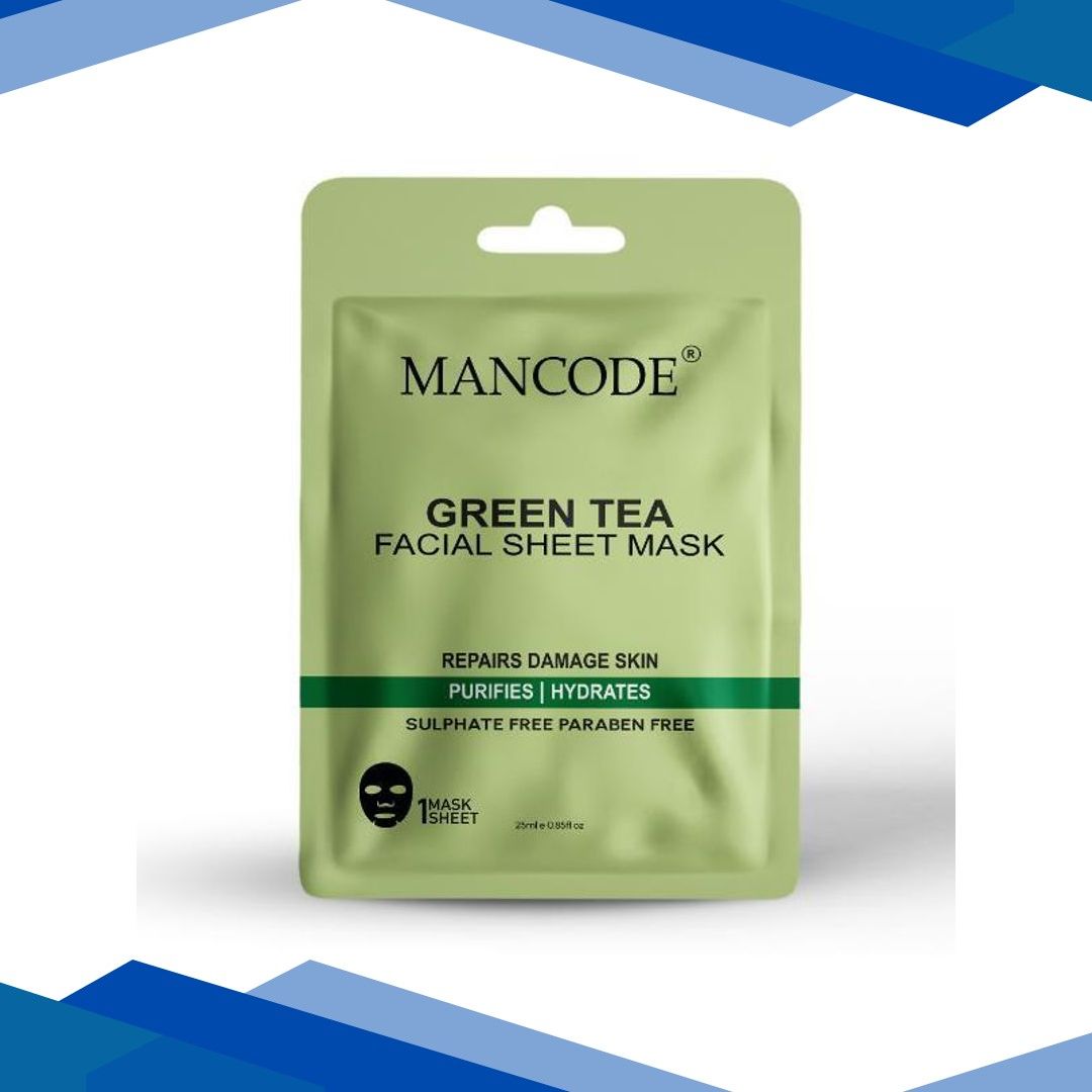 Mancode Green Tea Facial Sheet Mask For All Skin Types 25 gm