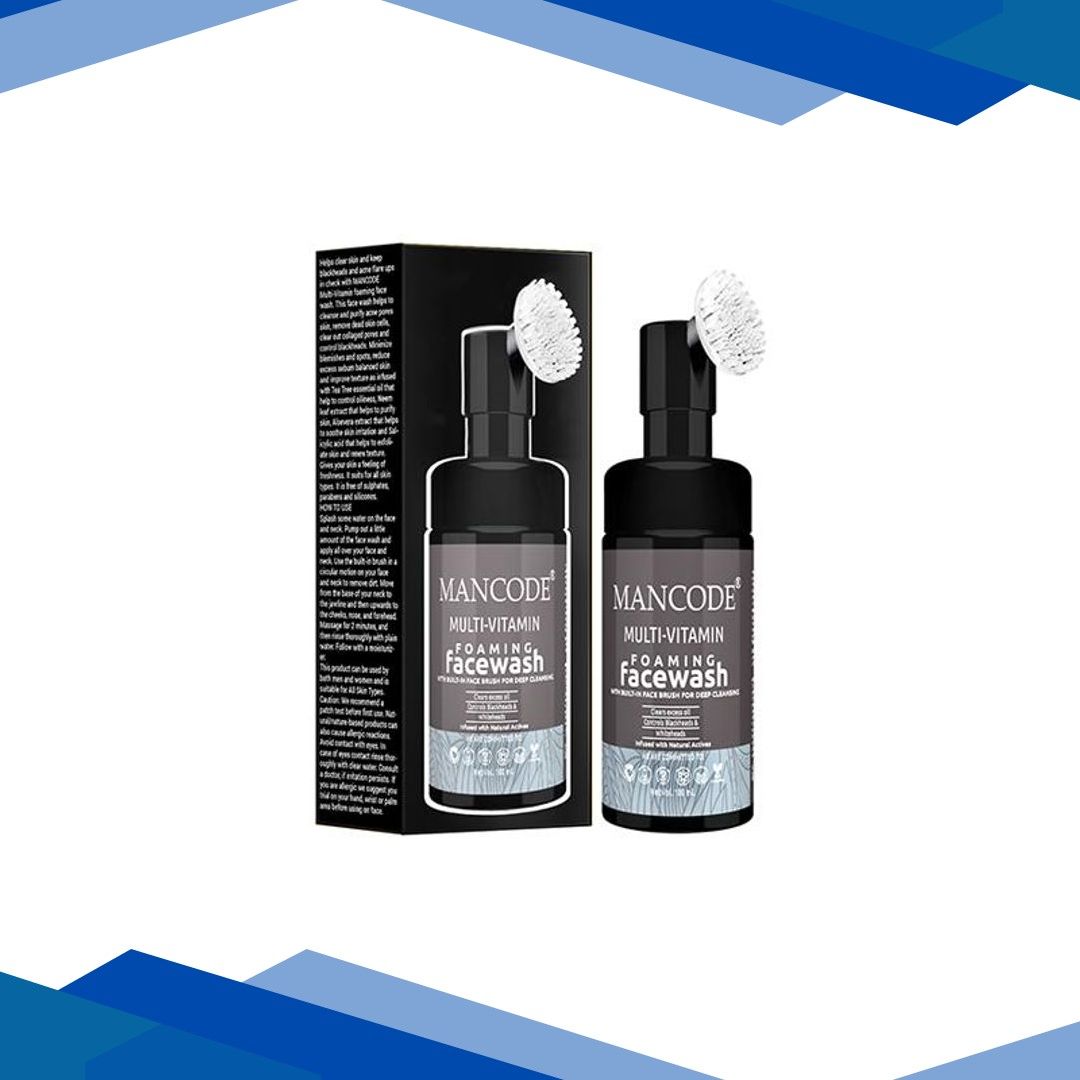 Mancode Multi Vitamin Foaming Face Wash With Bult-In Face Brush For Deep Cleansing 100 ml