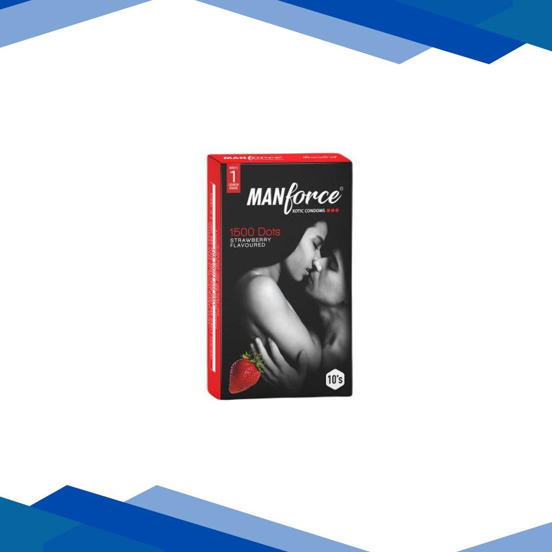 Manforce 1500 Dots Xotic Condoms – Strawberry Flavoured 10’s