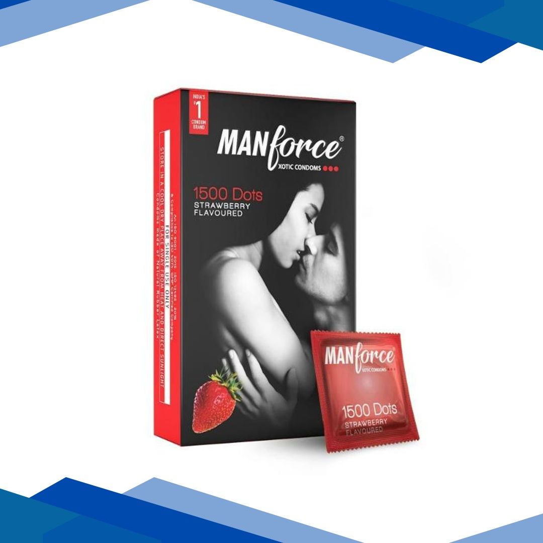 Manforce 1500 Dots Xotic Condoms – Strawberry Flavoured 20’s