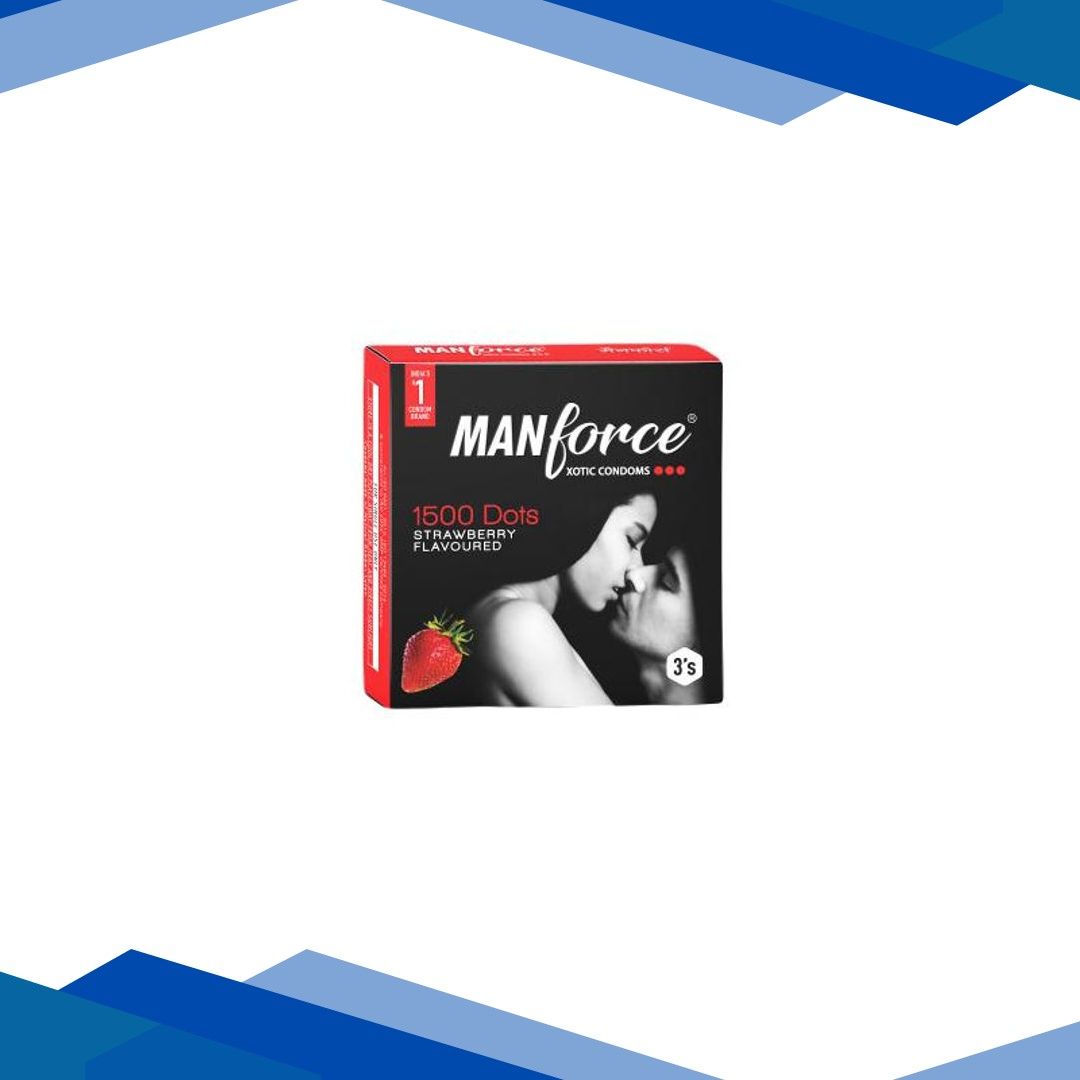 Manforce 1500 Dots Xotic Condoms – Strawberry Flavoured 3’s