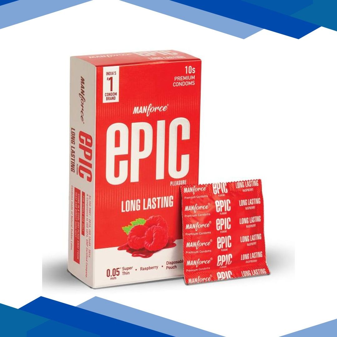Manforce Epic Pleasure Long Lasting Condoms – Raspberry 10’s