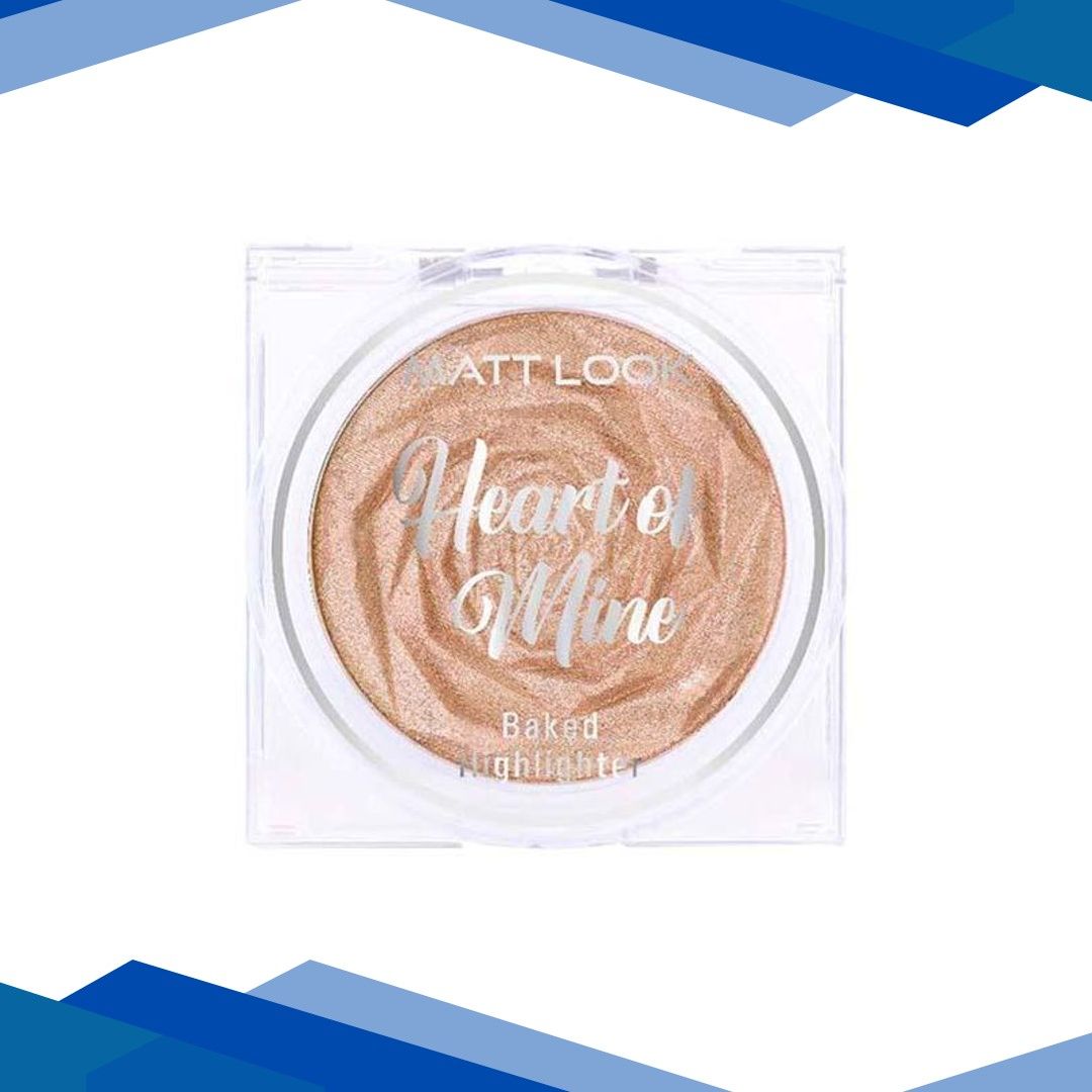 Matt Look Heart of Mine Baked Highlighter, Natural Luminous Glow, Blend Seamlessly, Ultra Pearlized Pigments, Suitable for All Skin Types, Blossom Glow 8 gm
