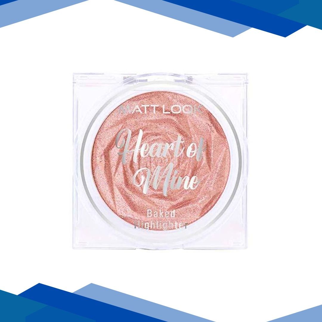 Matt Look Heart of Mine Baked Highlighter, Natural Luminous Glow, Blend Seamlessly, Ultra Pearlized Pigments, Suitable for All Skin Types, Rosy Dew 8 gm