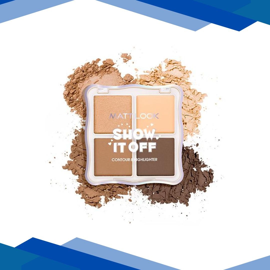 Matt Look Show it off Contour & Highlighter Combo Palette, All-In-1 Face Makeup Kit, Chestnut-02 18 gm